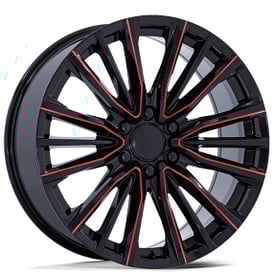 26" Performance Replicas Wheels PR223 Gloss Black with Red Milled Rims