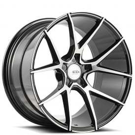 21" Staggered Savini Wheels Black Di Forza BM14 Machined Black Rims
