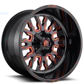 22" Fuel Wheels D612 Stroke Gloss Black with Candy Red Off-Road Rims 