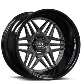 24" Luxxx HD Wheels LHD PRO3 Matte Black Face with Gloss Black Lip Off-Road Rims