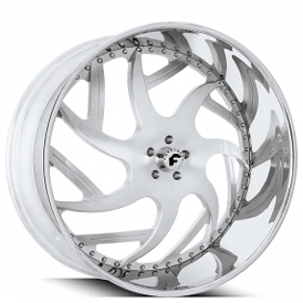 21" Forgiato Wheels Girare Brushed Silver with Chrome Lip Forged Rims