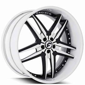 22" Forgiato Wheels Vizzo 2-Tone Black with White Accents and Lip Forged Rims 