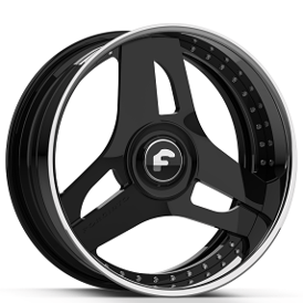 24" Forgiato Wheels 713-2 Gloss Black with Chrome Lip XL Floating Caps Forged Rims 