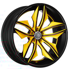 20" Lexani Forged Wheels LZ-754 Fuse Yellow Face with Black Accents and Lip Rims