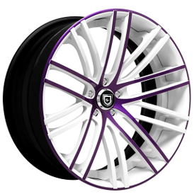 19" Lexani Forged Wheels LZ-723 Gloss White with Dark Purple Accents Rims