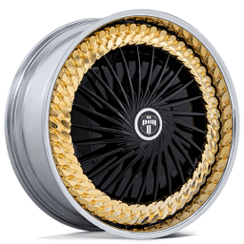 26" Dub Forged Wheels S835 Lynk Gold with Gloss Black Face with Polished Lip Spinner Rims