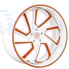 19" Staggered Lexani Forged Wheels LF-778 Styx Gloss White with Go Mango Orange Accents and Pin Stripe Lip Rims