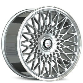 21" Koko Kuture Wheels Classica Gloss Silver with Polished Lip Flow Formed Spindle Cap Rims