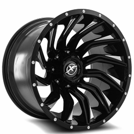 24" XF Off-Road Wheels XF-224 Gloss Black Milled Rims 