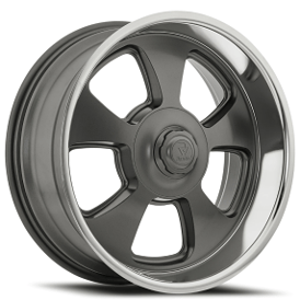 20" Resto Wheel Co R107 Malibu Satin Gunmetal Center with Diamond Cut Lip Rims 