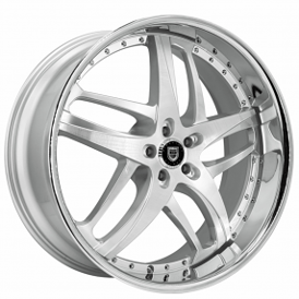 22" Staggered Lexani Wheels Solar Silver with SS Lip Rims