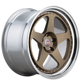 22" Staggered HRE Wheels 305 Satin Bronze Center with Polished Clear Barrel Forged Rims