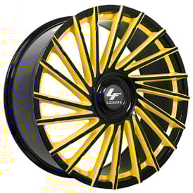 24" Staggered Lexani Wheels Wraith-XL Custom Gloss Black with Yellow Accents Rims