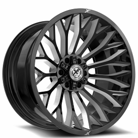24" XF Off-Road Wheels XF-237 Gloss Black Milled Rims 