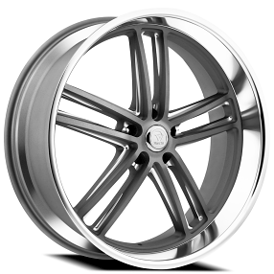 20" Resto Wheel Co R103 Maverick Textured Gunmetal Center with Milled Window and Diamond Cut Lip Rims 