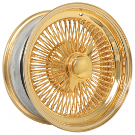 16x7" LA Wire Wheels Standard 100-Spoke Straight Lace American Gold Plating Rims 