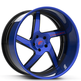 20" Forgiato Wheels TWZ-1 2-Tone Gloss Black with Indigo Blue Accents Forged Rims 