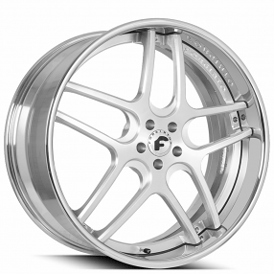 24" Forgiato Wheels Dieci-C Brushed Silver with Chrome Lip Forged Rims