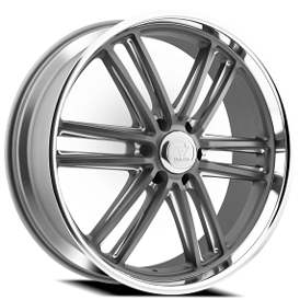 24" Resto Wheel Co R103 Maverick Textured Gunmetal Center with Milled Window and Diamond Cut Lip 6-Lug Rims 