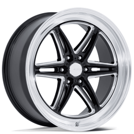 22" American Racing Wheels Modern AR953 Groove 6 Drag Gloss Black Milled with Diamond Cut Lip Flow Formed Rims