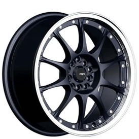 16" Revolution Racing Wheels RR32 Black with Polished Lip Rims