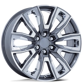 22" Performance Replicas Wheels PR225 Gloss Gunmetal Machined with Chrome Accents Rims
