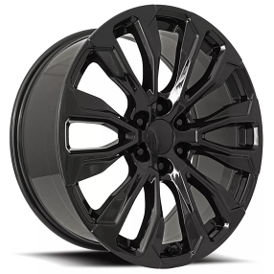 24" GMC Denali 12 Spoke Wheels FR 203 Gloss Black OEM Replica Rims
