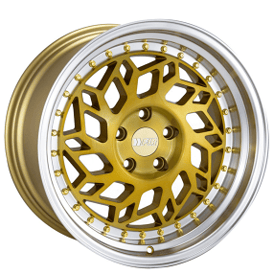 18" F1R Wheels R32 Brushed Gold with Polished Lip Rims