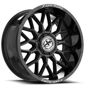 22" XF Off-Road Wheels XF-242 Gloss Black Rims 