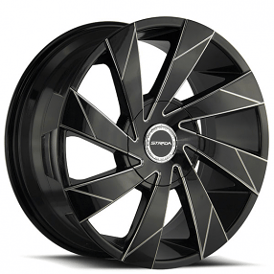 20" Strada Wheels Moto Gloss Black Milled with Edge Spoke Rims 