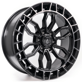 17" Arena Wheel Co A102 Recon Gloss Black Center with Machined DDT Lip Off-Road Rims   