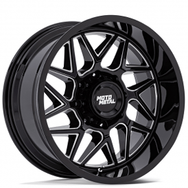 20" Moto Metal Wheels MO812 Turbine Gloss Black Milled Off-Road Rims