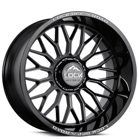 22" Lock Off-Road Wheels X-Treme Rampage Gloss Black Milled Rims