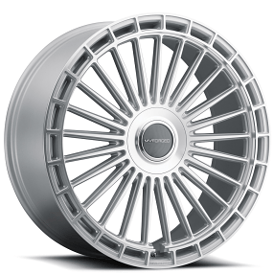 22" MV Forged Wheels MVF-40 Diamond Silver Floating Caps Flow Form Rims 