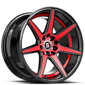 18" SPEC-1 Wheels SP-73 Gloss Black Red Machined with Undercut Rims 