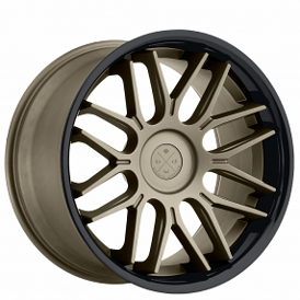 22" Staggered Blaque Diamond Wheels BD-27 Matte Bronze with Gloss Black Lip Rims