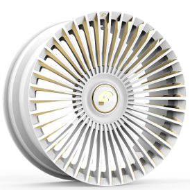 24" Forgiato Wheels Trimestre-M Gloss White with Gold Polished Accents XL Floating Cap Forged Rims 