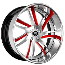 21" Staggered Lexani Forged Wheels LF-736 Profile Chrome with Red Accents Rims