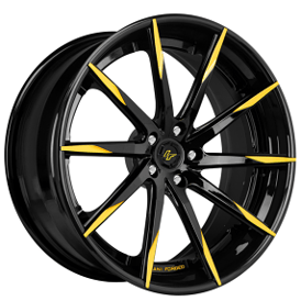 21" Lexani Forged Wheels LZ-101 Gloss Black with Yellow Accents Rims