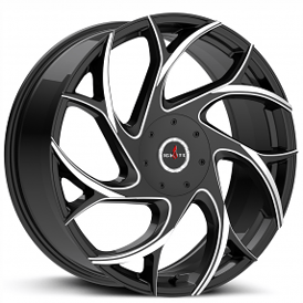 22" Ignite Wheels Inferno Gloss Black Milled Tips Rims