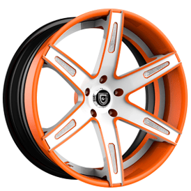 20" Staggered Lexani Forged Wheels LZ-725 Aqua White with Orange Accents and Crystal Inserts Rims