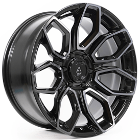 22" Arena Wheel Co A116 Cobra Gloss Black Brushed DDT with Face Clear Off-Road Rims 