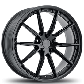 20" Staggered Revolution Racing Wheels RF1 Satin Black with Black Rivets Flow Formed Rims