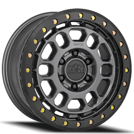 17" Reika Wheels R35B Rambler Beadlock Satin Gunmetal with Black E Coated Ring Rims