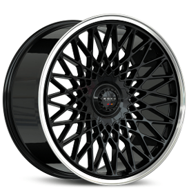 20" Koko Kuture Wheels Classica Gloss Black with Polished Lip Flow Formed Spindle Cap Rims