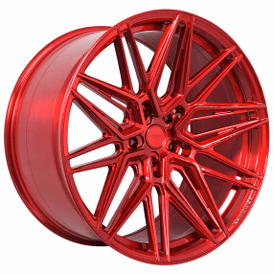 20" Staggered Vossen Wheels HF-7 Custom Brushed Candy Red Rims