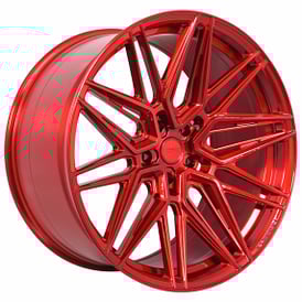 21" Staggered Vossen Wheels HF-7 Custom Brushed Candy Red Rims