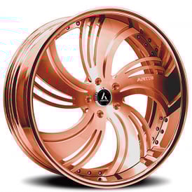 20" Staggered Artis Forged Wheels Avenue Brushed Rose Gold Face with Rose Gold over Chrome Lip Rims