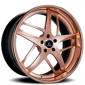 19" Artis Forged Wheels Bavaria Brushed Rose Gold with Rose Gold over Chrome Lip Rims