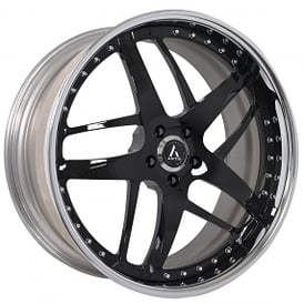 20" Staggered Artis Forged Wheels Bavaria Gloss Black Face with Chrome Lip Rims